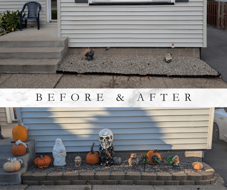 Before and after of garden edging replacement in Irondequoit NY