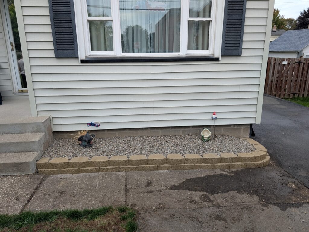 New retaining wall garden edging installed in Irondequoit NY